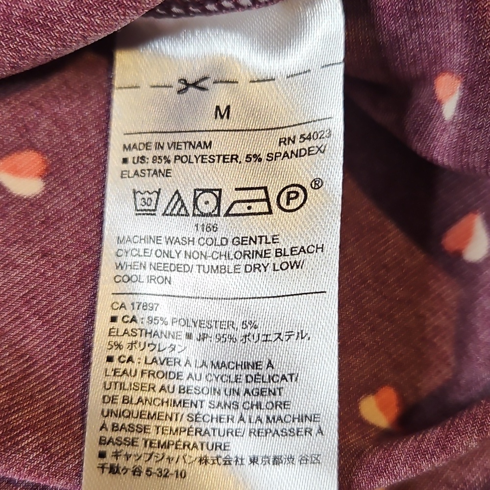 Banana Republic Maroon Heart Print Cowlneck Sleeveless Blouse Medium - Picture 7 of 9